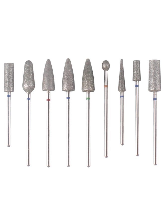 MZCMSL 9pcs Pedicure Cone Barrel Ball Drill Bits for Cracked Skin Callus Removal, 3/32 Shank Pro Diamond Foot Cuticle Bit - Image 1